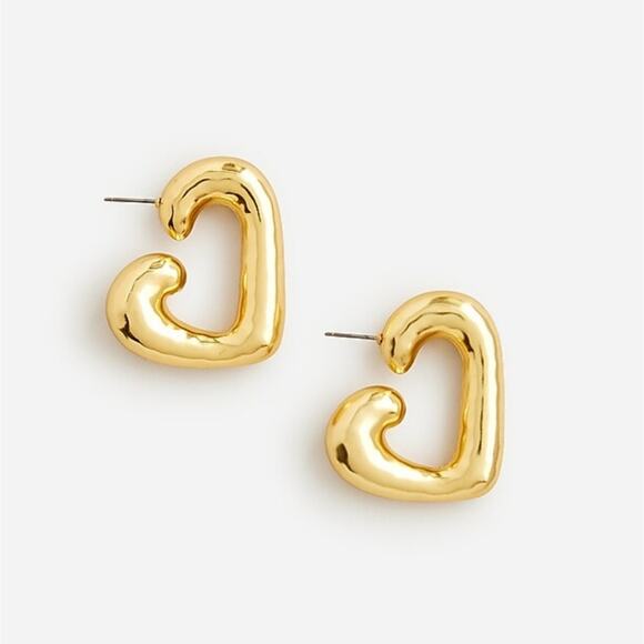 NEW J. Crew Gold Heart Shaped Chunky Earrings - Picture 1 of 8